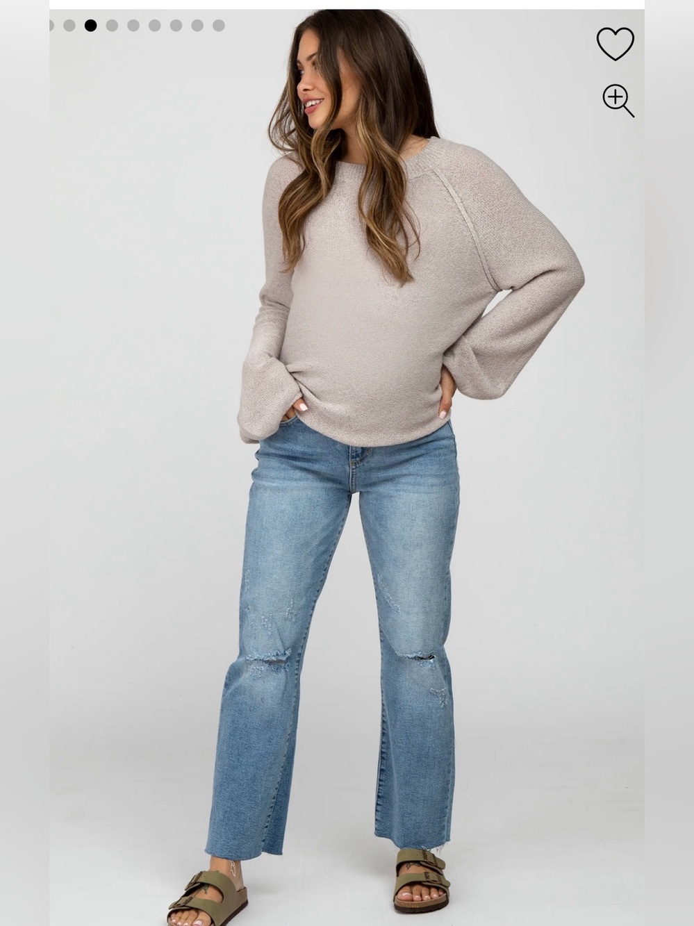 PinkBlush Blue Straight Leg Frayed Hem Maternity Jeans - Picture 2 of 9